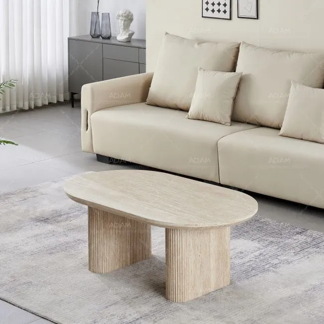 Oval Travertine Paper Coffee Table